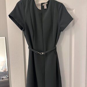 NWOT H&M Celery Green Belted Chic Work Dress Size M